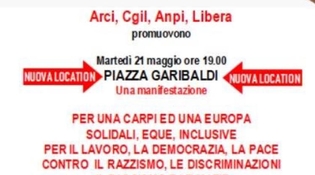 Manifestazione a Carpi il 21 maggio per una città e un' Europa solidali, eque e inclusive
